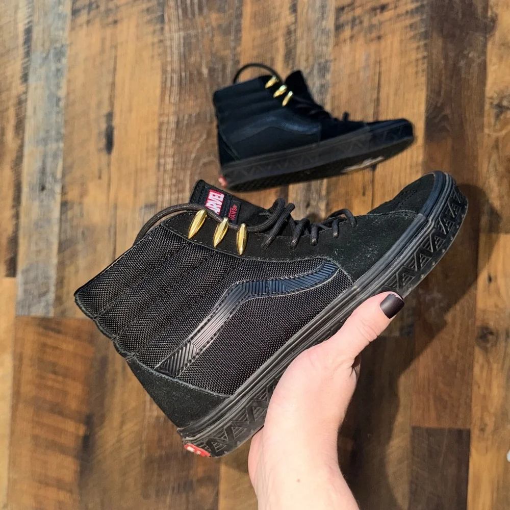 Vans Marvel x SK8-HI Sneakers Black Panther Shoes women’s 8 men’s 6.5 - Picture 12 of 13